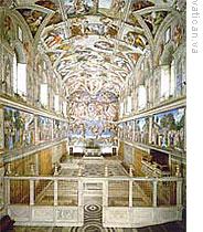 The inside of the Sistine Chapel