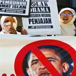 Indonesian women protest US President Barack Obama's upcoming visit, in Banda Aceh, Aceh province, 14 Mar 2010. 