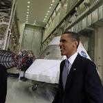 President Obama at the Kennedy Space Center after defending his new space policy this month 