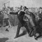 An 1881 print of the shooting of President James Garfield