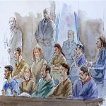 A drawing of the ten men and women who admitted to being Russian agents in a federal court in New York Thursday  