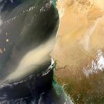 Saharan dust blowing off Northwest Africa to the Atlantic Ocean