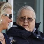 George Steinbrenner, New York Yankees chairman and principal owner, with his daughter Jennifer Steinbrenner Swindal at a spring training game at Steinbrenner Field in Tampa, Florida, on March 8