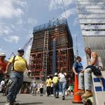 Construction workers take a lunch break from the World Trade Center site,  in New York, 13 Aug 2010