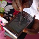 A personal digital assistant (PDA) is used to collect food security information in Bihogo village in northern Burundi. The information is used to determine where to send food aid. 