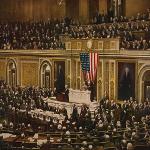 President Woodrow Wilson asks Congress to declare war on Germany in April 1917