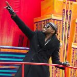 Kanye West rides a float in the Macy's Thanksgiving Day Parade