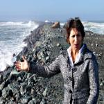 Wave Energy AS program director Stephanie Thornton hopes to harness the power of the crashing waves near Barview, Oregon.