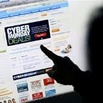 A woman from California points to a Cyber Monday advertisement on her computer.  The Monday after Thanksgiving is a big day for Internet shopping.  Sales online have only grown since the day got its name in 2005 