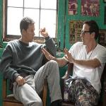 Left to right: Mark Wahlberg (as Micky Ward) with Director David O. Russell on the set of THE FIGHTER. 