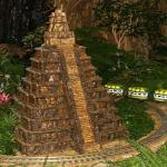A holiday train exhibit at the US Botanic Garden in Washington includes a model of an ancient temple in Tikal, Guatemala     