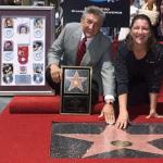 Patsy Cline's husband and daughter pose with the country music singer's star on the Hollywood Walk of Fame.