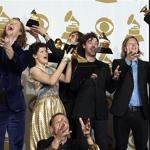 Arcade Fire backstage at the Grammy Awards