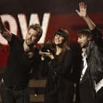 Members of Lady Antebellum, from left, Charles Kelley, Hillary Scott and Dave Haywood