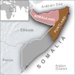 Map of Puntland and Somaliland regions of Somalia