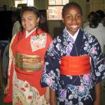 Students in traditional Japanese clothing