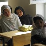  Afghan girls attend their first day of class at a school in the village of Deh Hassan, northern Afghanistan, March 18, 2008.