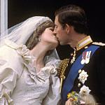 Charles, Prince of Wales, and Princess Diana kiss at their wedding in 1981