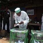 A man cast his vote during the National Assembly election at a polling station in Ibadan, Nigeria, April 9, 2011