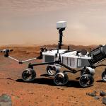 An artist's drawing shows what the Mars rover Curiosity may look like on Mars