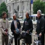 Bike to Work Day with Philadelphia Bicycle Coalition Executive Director Alex Doty, Mayor Michael Nutter and Congressmen Chaka Fattah and Bob Brady.