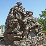 The Indian guide Sacagawea is depicted along with explorers Meriwether Lewis and William Clark on Eugene Daub's sculpture in Kansas City.  