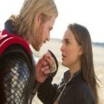 Left to right: Thor (Chris Hemsworth) and Jane Foster (Natalie Portman) in THOR, from Paramount Pictures and Marvel Entertainment.