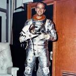 Alan Shepard is seen in his space suit prior to  launch on the spacecraft Freedom 7 at the Kennedy Space Center