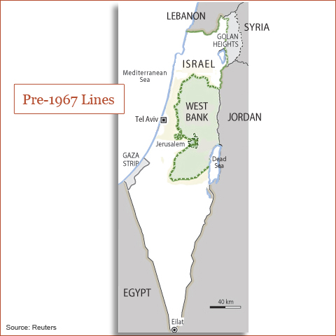 Pre-1967 map of Israel