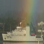 NOAA's newest vessel, the extra-quiet Bell M. Shimada, during a port call in Newport, Oregon.